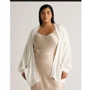 Quince 100% Organic Cotton Oversized Cardigan Ivory Sleeved Top 3X NEW